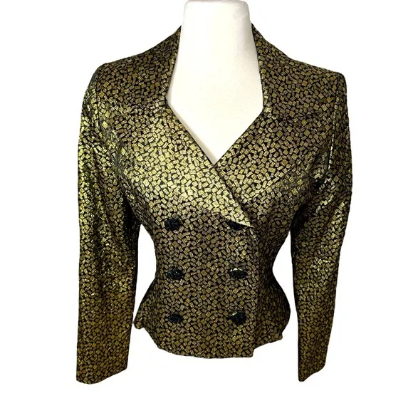 LILLY RUBIN VINTAGE GOLD METALLIC BLAZER. - Picture 9 of 10